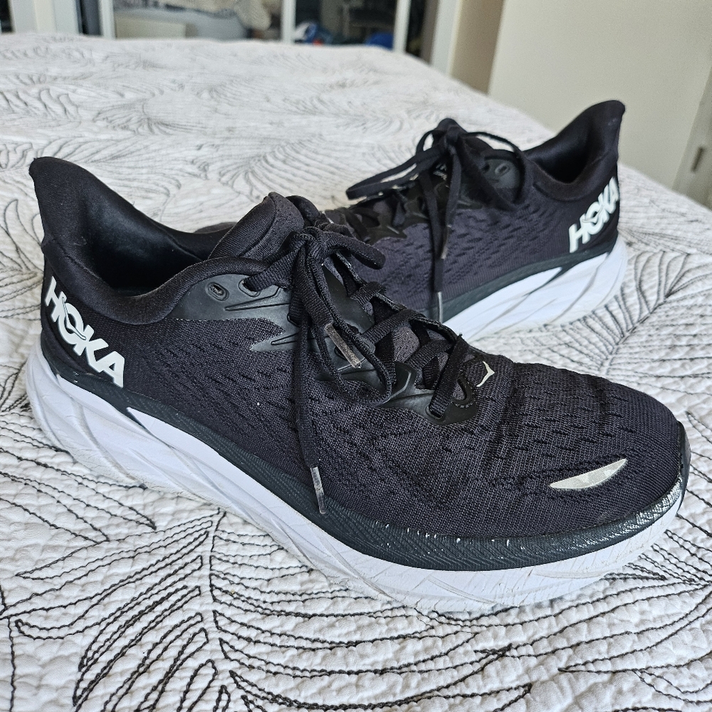 Hoka Black and White Athletic Shoes